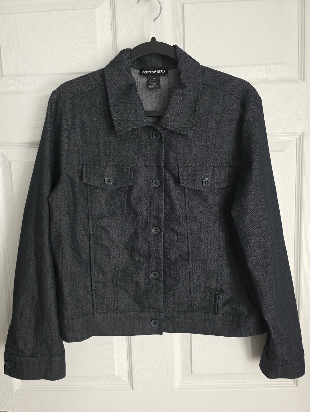 Soft Works Dark Blue Textured Knit Jacket 14 90s Minimalist Closet Staple